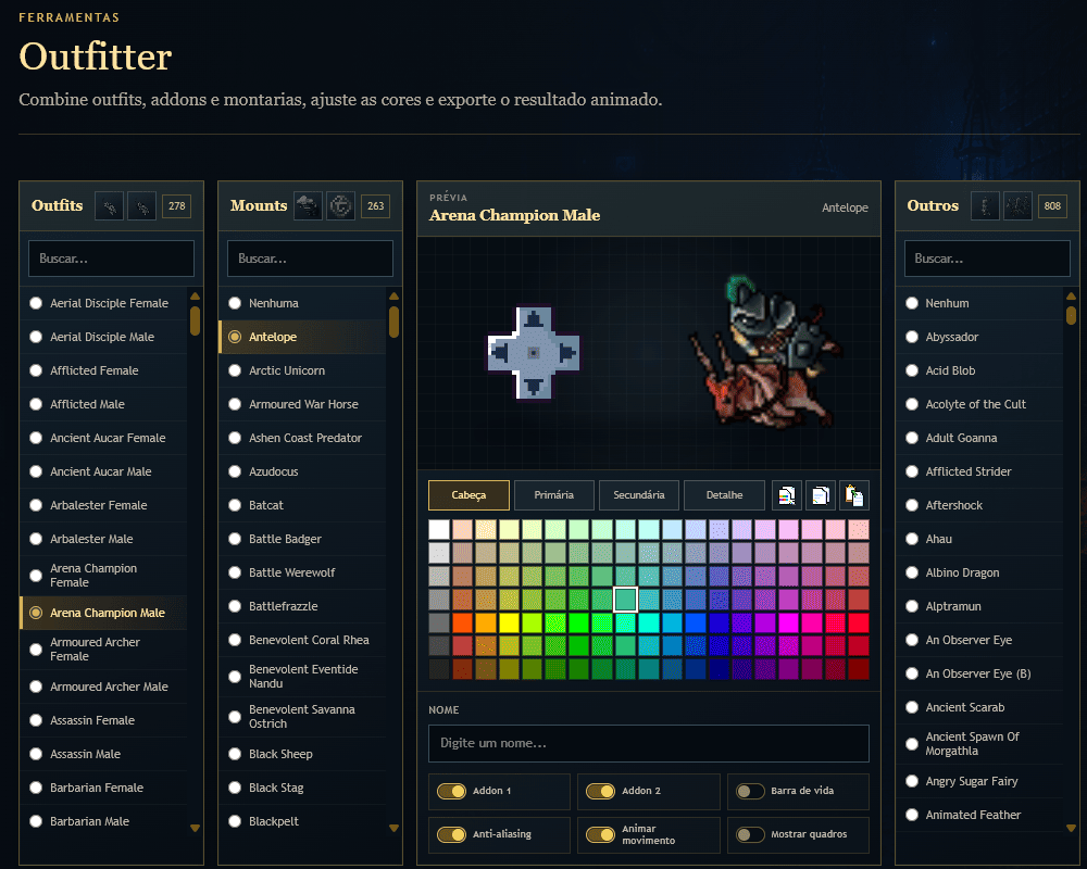 Outfitter no Tibia Toolkit